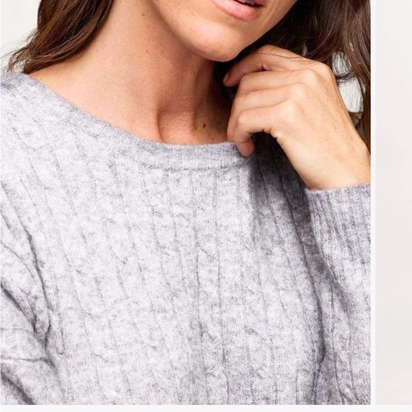 Nuuds Cable Crewneck Sweater in Heather Grey XL - Picture 4 of 10